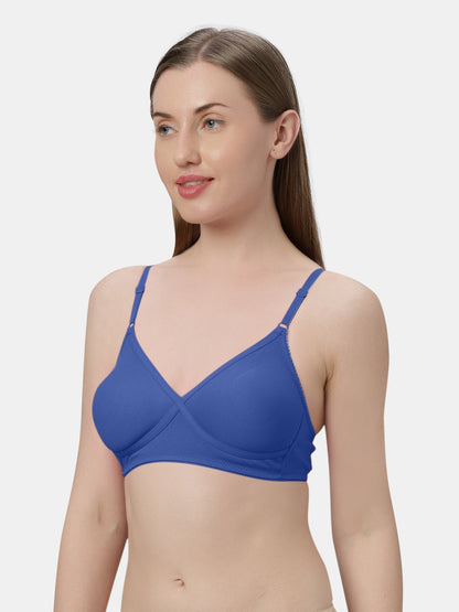 Non-Padded Wirefree Cotton-Polyester Medium Coverage Everyday Bra with Adjustable Straps – VIOLET