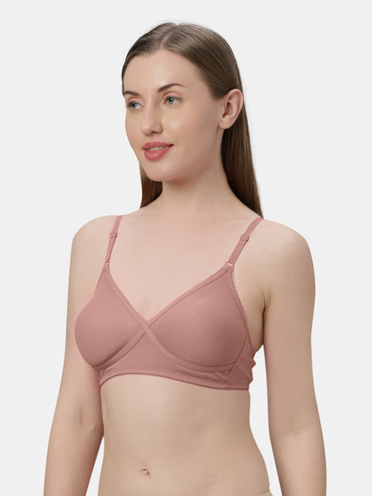 Non-Padded Wirefree Cotton-Polyester Medium Coverage Everyday Bra with Adjustable Straps – VIOLET