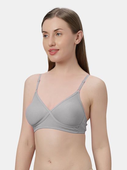 Non-Padded Wirefree Cotton-Polyester Medium Coverage Everyday Bra with Adjustable Straps – VIOLET