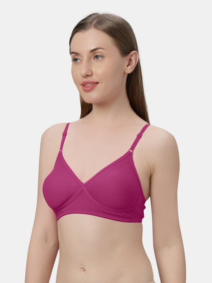 Non-Padded Wirefree Cotton-Polyester Medium Coverage Everyday Bra with Adjustable Straps – VIOLET