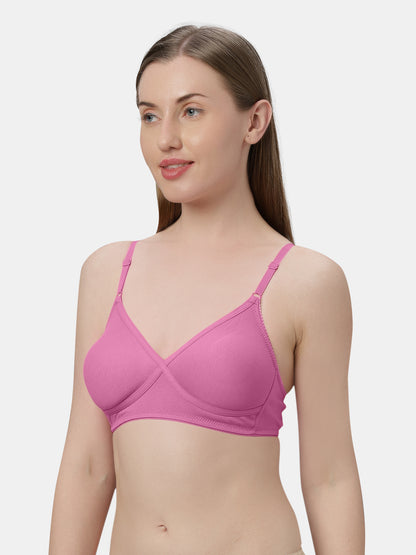 Non-Padded Wirefree Cotton-Polyester Medium Coverage Everyday Bra with Adjustable Straps – VIOLET
