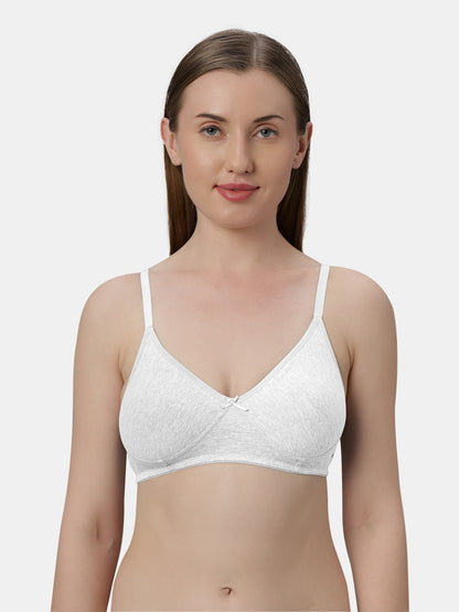 Medium Coverage Non Wired Non Padded Polyester Cotton Everyday Bra with Seamless Cups - Smile
