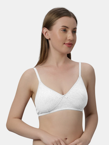 Medium Coverage Non Wired Non Padded Polyester Cotton Everyday Bra with Seamless Cups - Smile
