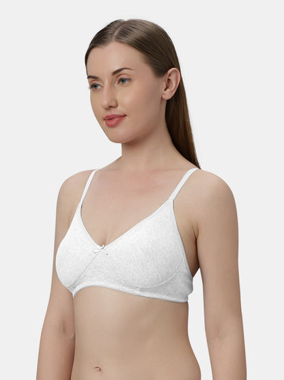 Medium Coverage Non Wired Non Padded Polyester Cotton Everyday Bra with Seamless Cups - Smile