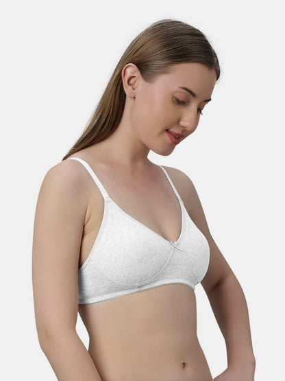 Medium Coverage Non Wired Non Padded Polyester Cotton Everyday Bra with Seamless Cups - Smile