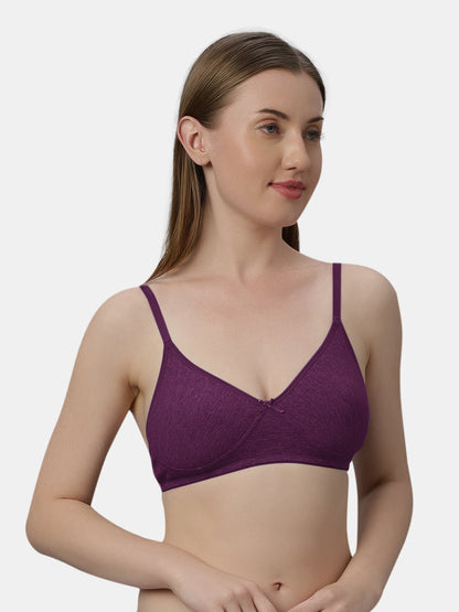 Medium Coverage Non Wired Non Padded Polyester Cotton Everyday Bra with Seamless Cups - Smile