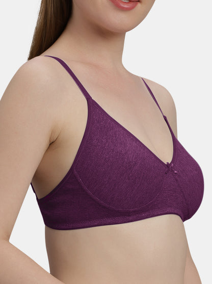 Medium Coverage Non Wired Non Padded Polyester Cotton Everyday Bra with Seamless Cups - Smile