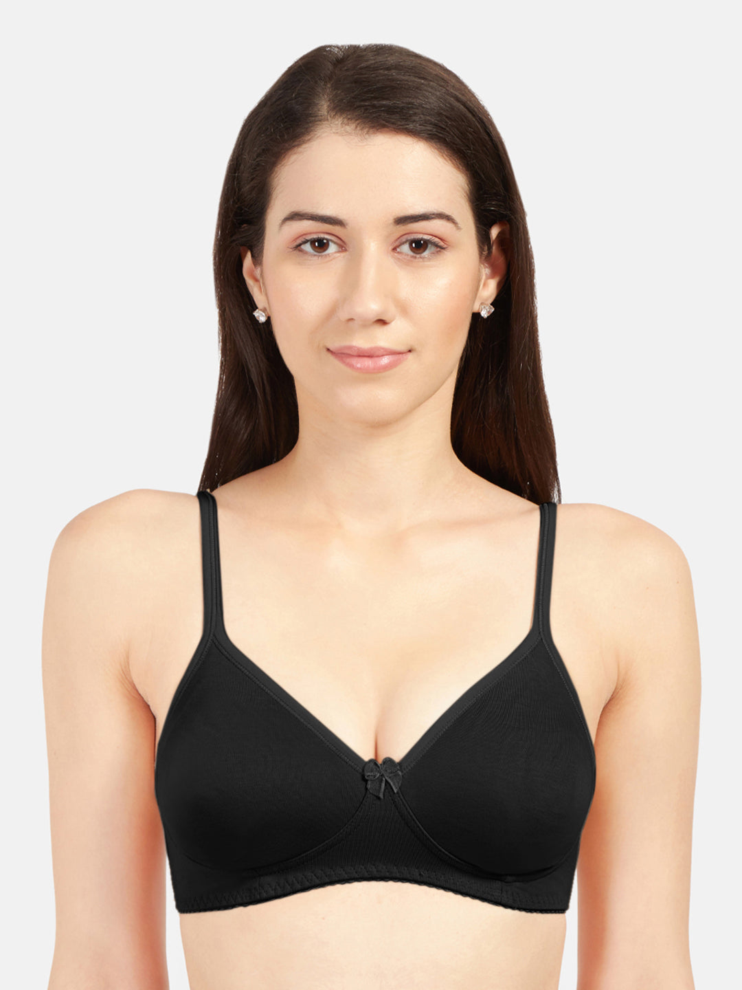 Wirefree-Non-Padded-Breathable-Cotton-Medium-Coverage-Everyday-Bra–Summer-Black-Front