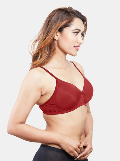 YANA-REDLightly-Padded-Non-Wired-T-shirt-Bra-Moderate-Coverage-Yana-Rose-Close-SIDE-1-Red-Right