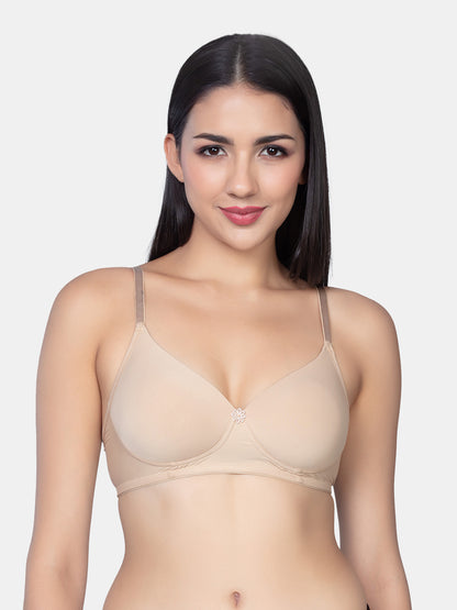 Lightly Padded Wirefree Nylon Moderate-Coverage T-Shirt Bra with Adjustable Straps – Yana