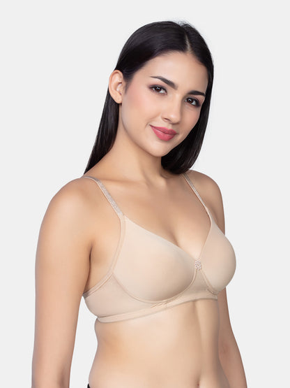 Lightly Padded Wirefree Nylon Moderate-Coverage T-Shirt Bra with Adjustable Straps – Yana