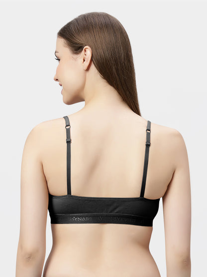 Non-Padded Non-Wired Pure Cotton Sports Bra with Medium Coverage and Adjustable Straps - Yoga