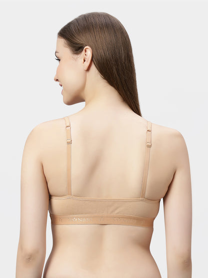 Non-Padded Non-Wired Pure Cotton Sports Bra with Medium Coverage and Adjustable Straps - Yoga