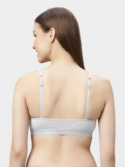 Non-Padded Non-Wired Pure Cotton Sports Bra with Medium Coverage and Adjustable Straps - Yoga