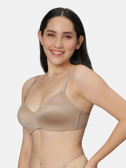 Lightly Padded Wirefree Soft Nylon T-Shirt Bra with Side Boning and Semi-Detachable Straps – ZIL