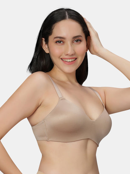 Lightly Padded Wirefree Soft Nylon T-Shirt Bra with Side Boning and Semi-Detachable Straps – ZIL