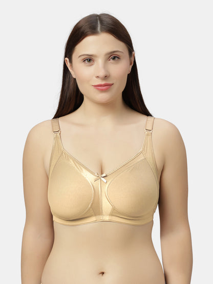 Full-Coverage Minimizer Cotton Bra with Non-Padded Wire-Free Design and Adjustable Straps - Zoya
