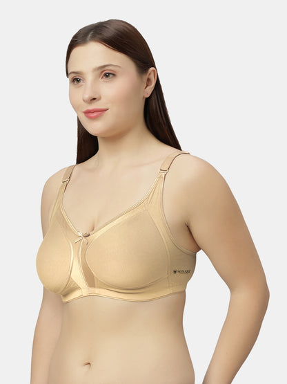 Full-Coverage Minimizer Cotton Bra with Non-Padded Wire-Free Design and Adjustable Straps - Zoya