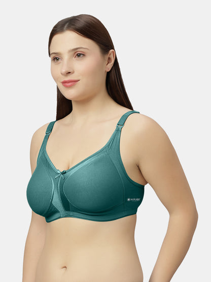 Full-Coverage Minimizer Cotton Bra with Non-Padded Wire-Free Design and Adjustable Straps - Zoya