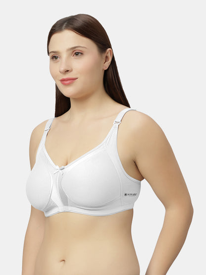 Full-Coverage Minimizer Cotton Bra with Non-Padded Wire-Free Design and Adjustable Straps - Zoya