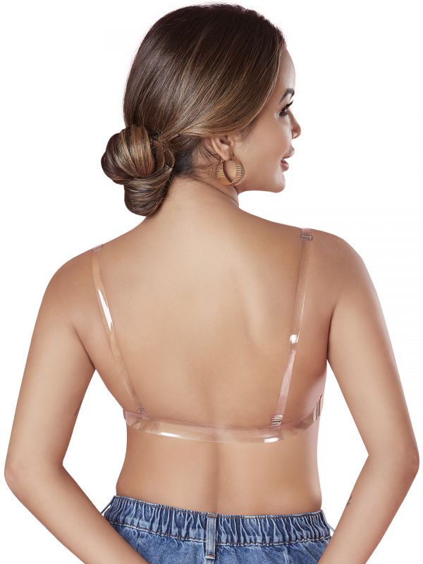 Sonari Backeye For Women's |Lightly Padded Non-Wired 3/4th Coverage Multiway Backless T-Shirt Bra with Transparent Straps & Band|